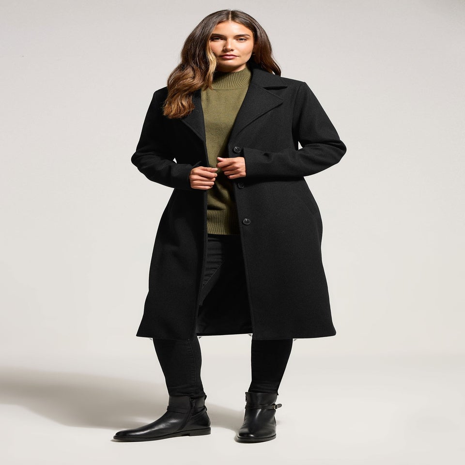 Long Tall Sally Black Formal Midi City Coat