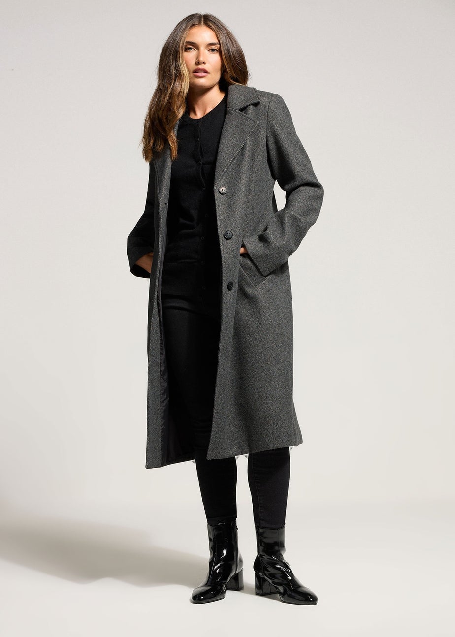 Long Tall Sally Charcoal Grey Formal Midi City Coat