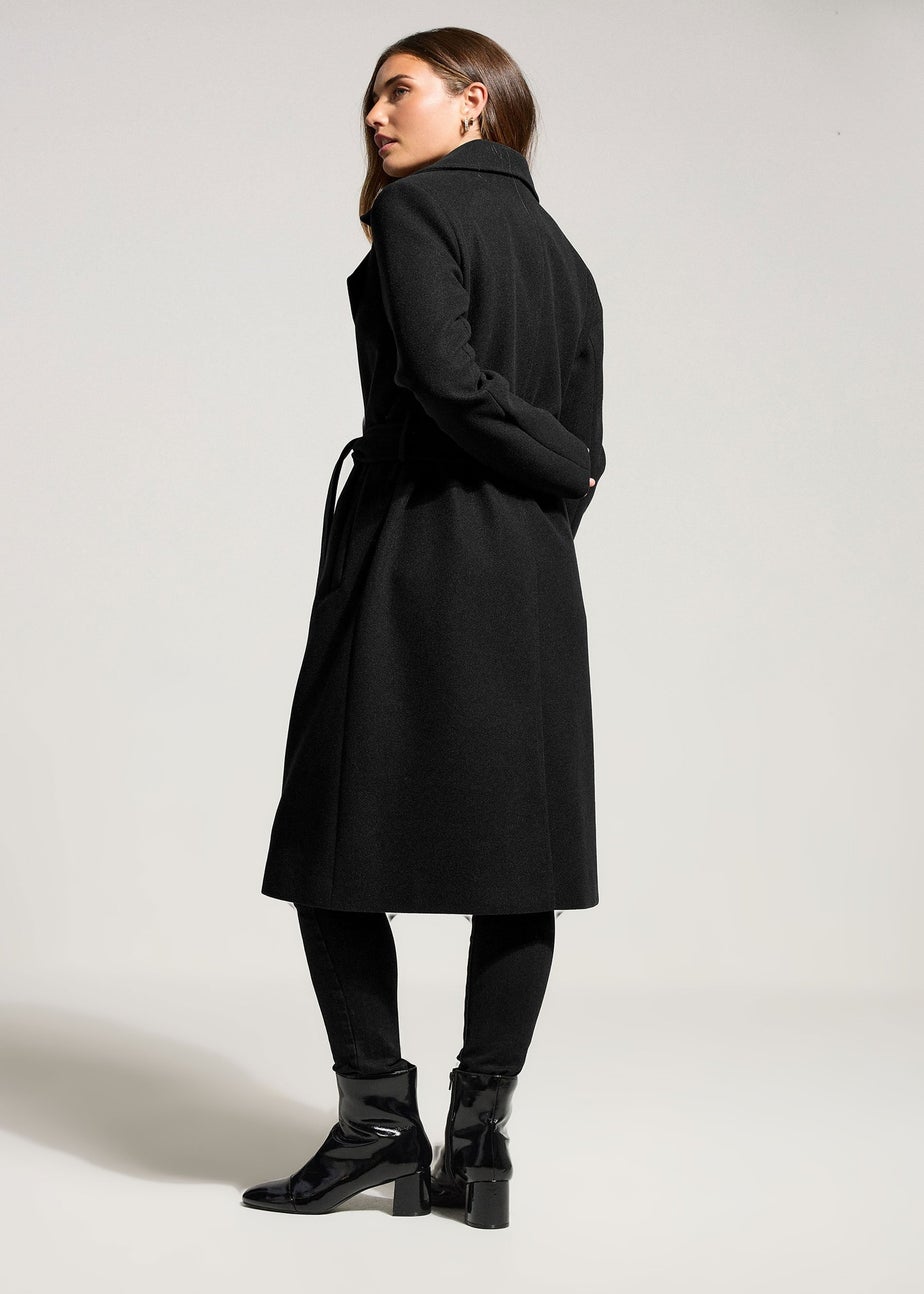 Long Tall Sally Black Formal Wrap Belted Midi Coat