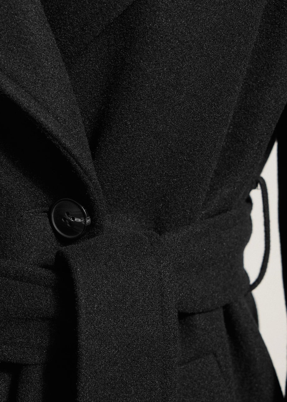 Long Tall Sally Black Formal Wrap Belted Midi Coat