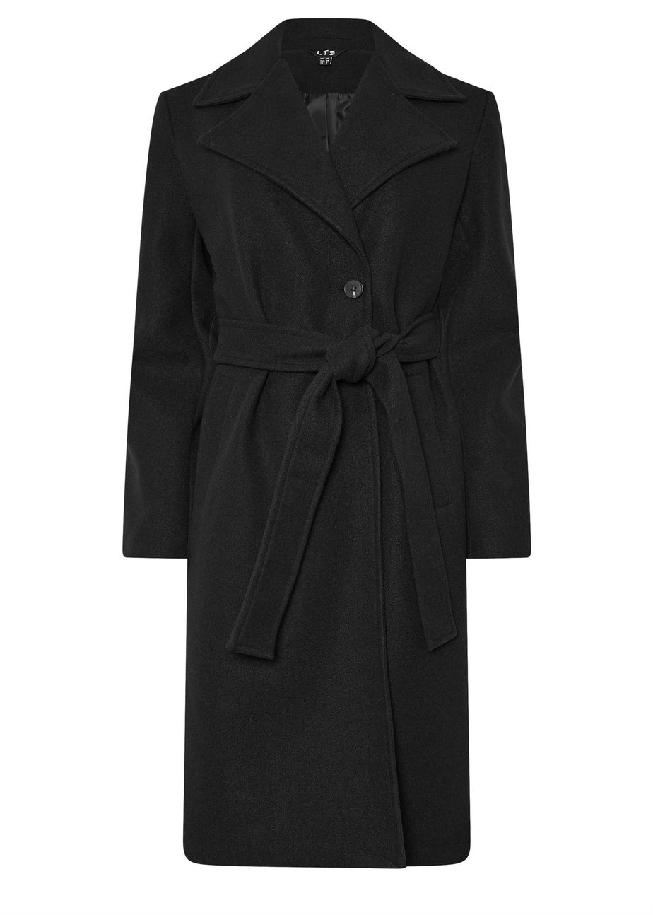 Long Tall Sally Black Formal Wrap Belted Midi Coat