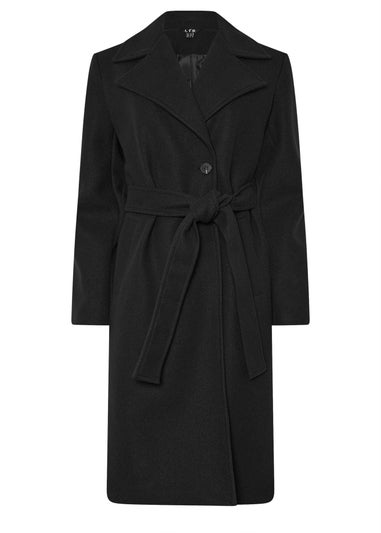 Long Tall Sally Black Formal Wrap Belted Midi Coat
