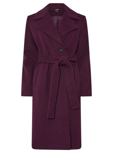 Long Tall Sally Burgundy Red Formal Wrap Belted Midi Coat