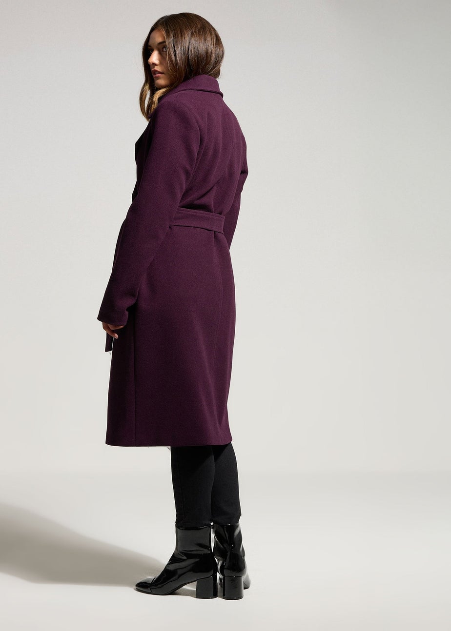 Long Tall Sally Burgundy Red Formal Wrap Belted Midi Coat