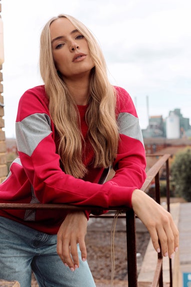 Long Tall Sally Red Colour Block Sweatshirt