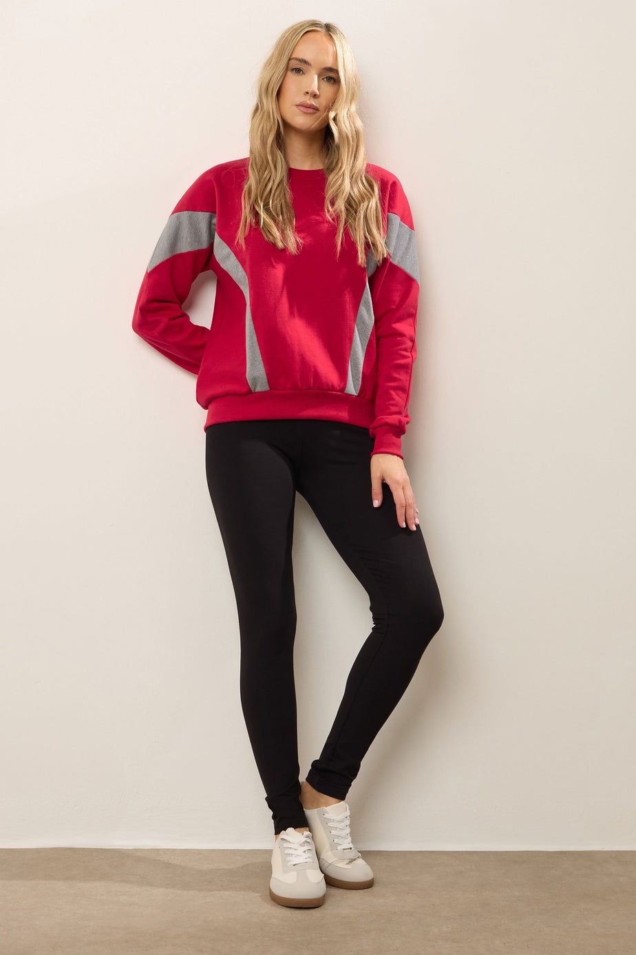 Long Tall Sally Red Colour Block Sweatshirt