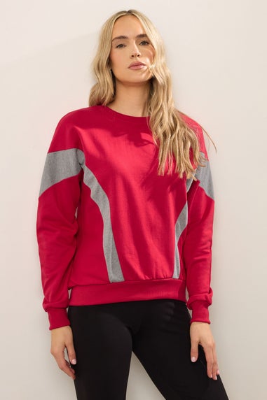 Long Tall Sally Red Colour Block Sweatshirt