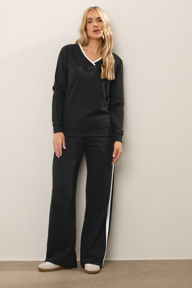 Long Tall Sally Black Contrast Ribbed Trim Sweatshirt