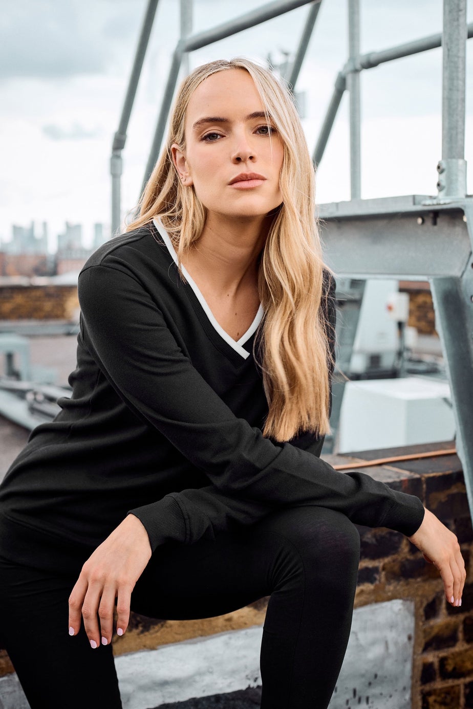 Long Tall Sally Black Contrast Ribbed Trim Sweatshirt