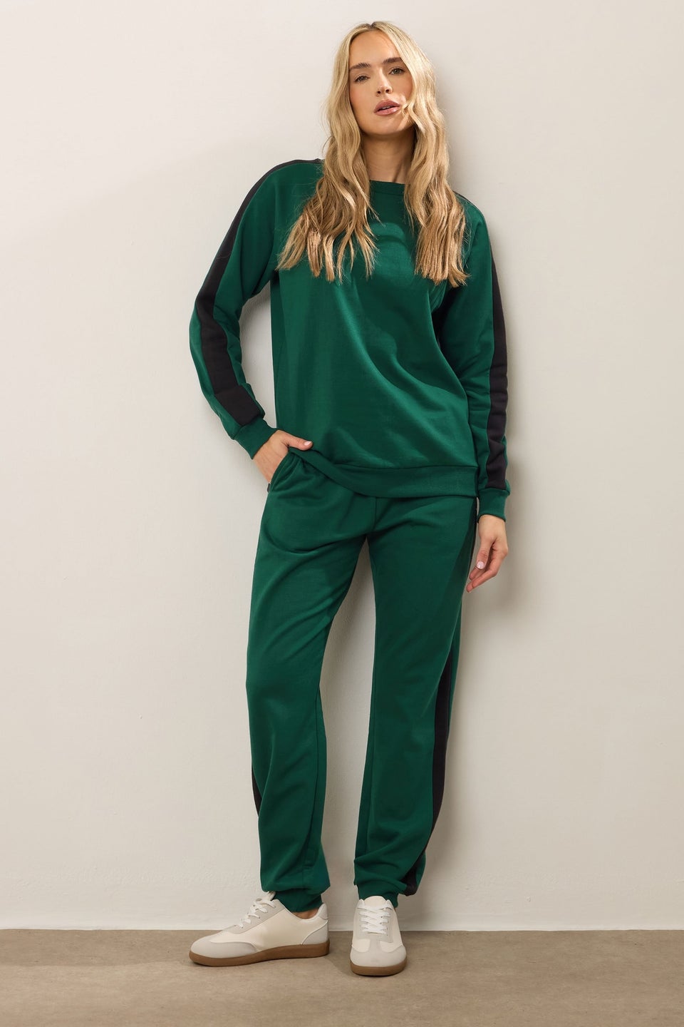 Long Tall Sally Green Colour Block Cuffed Joggers