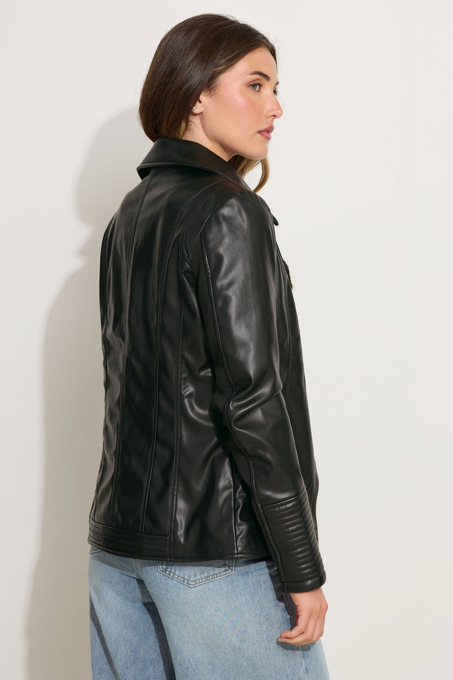 Long Tall Sally Black Faux Leather Biker Jacket
