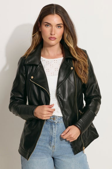 Long Tall Sally Black Faux Leather Biker Jacket