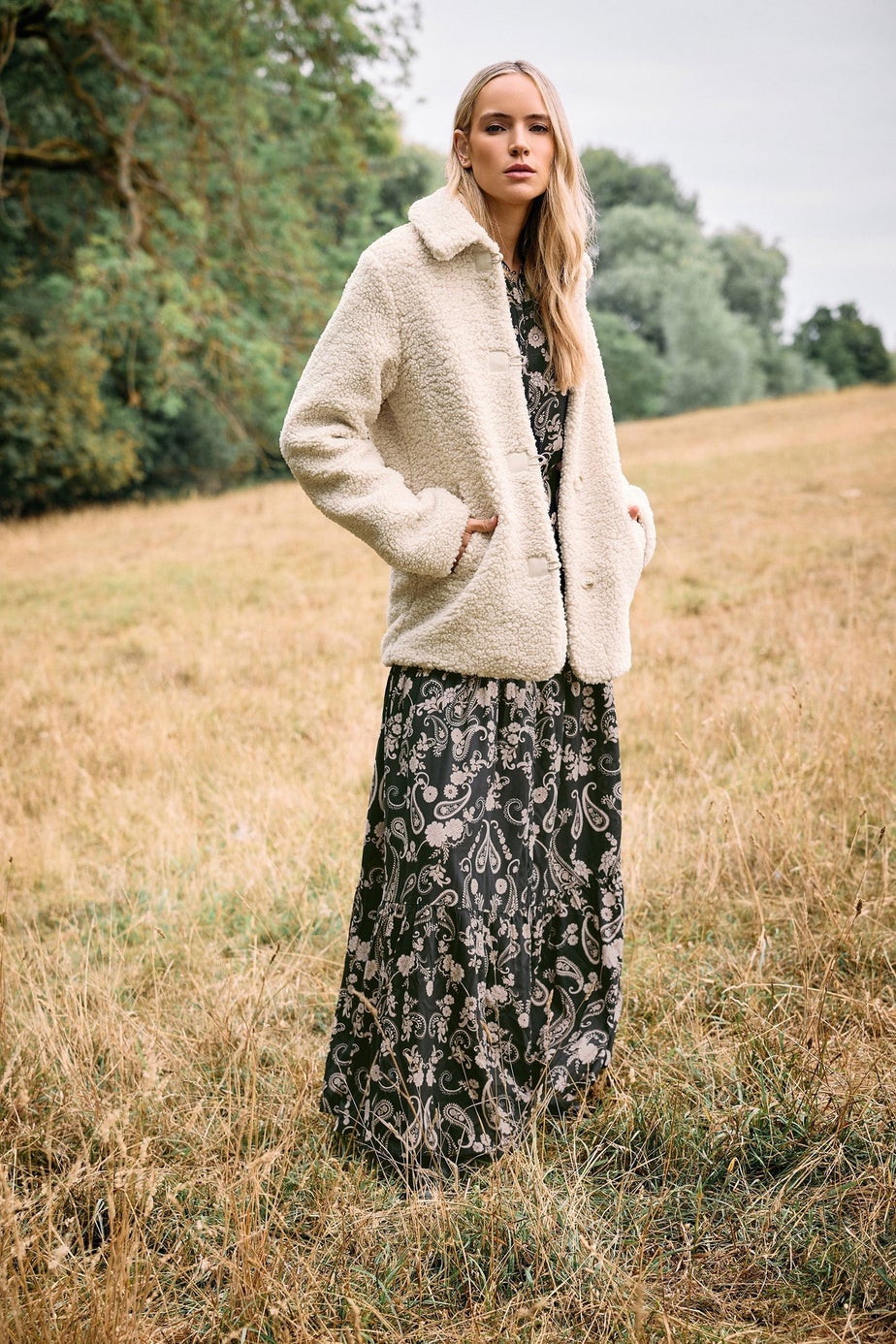 Long Tall Sally Ivory White Borg Button Through Jacket