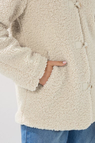 Long Tall Sally Ivory White Borg Button Through Jacket