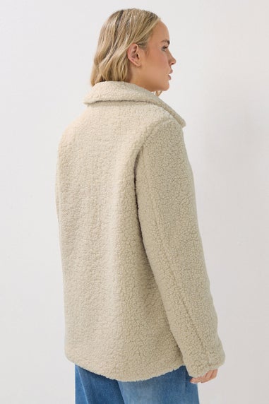 Long Tall Sally Ivory White Borg Button Through Jacket