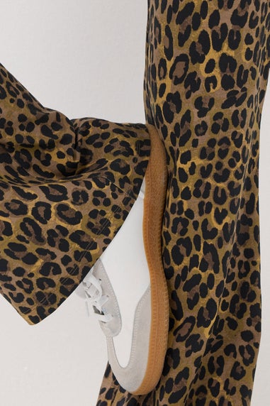 Long Tall Sally Brown Leopard Print Flared Leggings