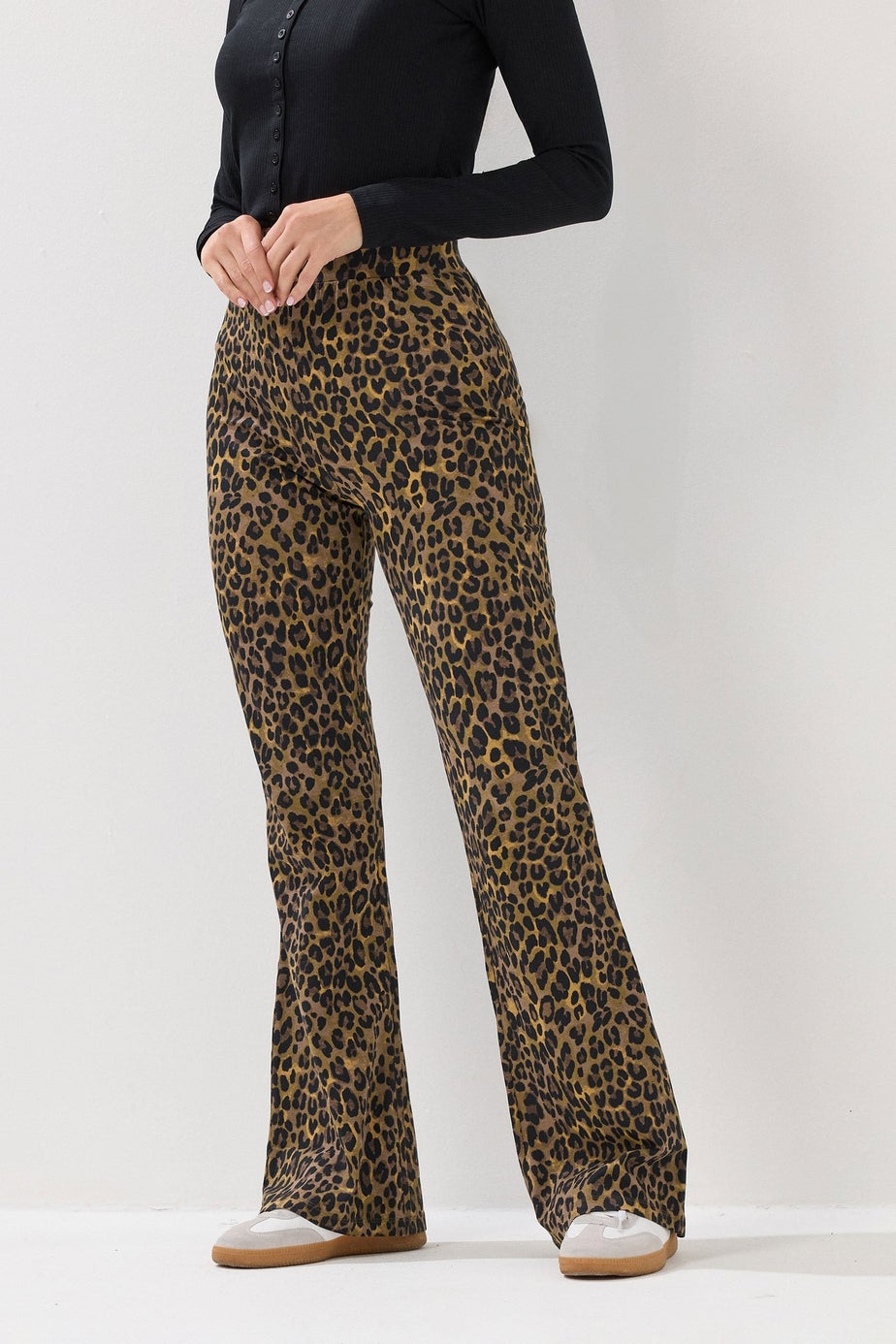 Long Tall Sally Brown Leopard Print Flared Leggings