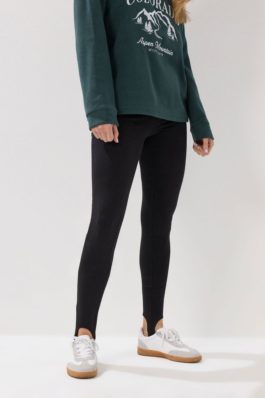 Long Tall Sally Black Cotton Stirrup Leggings