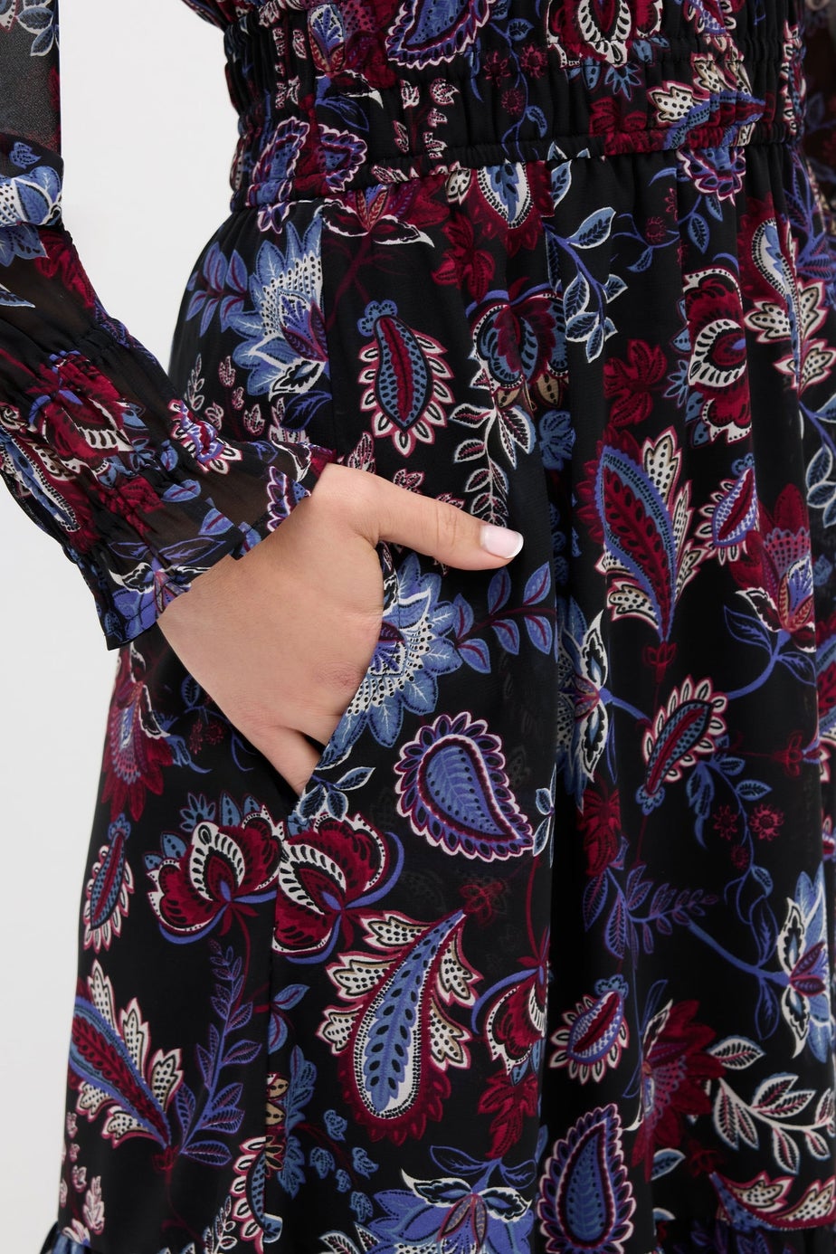 Long Tall Sally Black Paisley Chiffon Maxi Dress