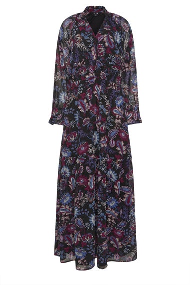 Long Tall Sally Black Paisley Chiffon Maxi Dress