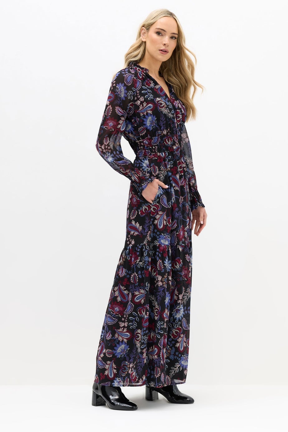 Long Tall Sally Black Paisley Chiffon Maxi Dress