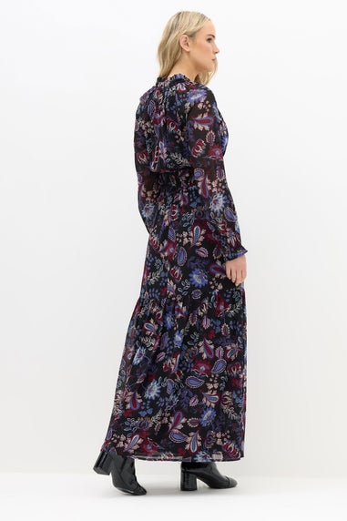 Long Tall Sally Black Paisley Chiffon Maxi Dress