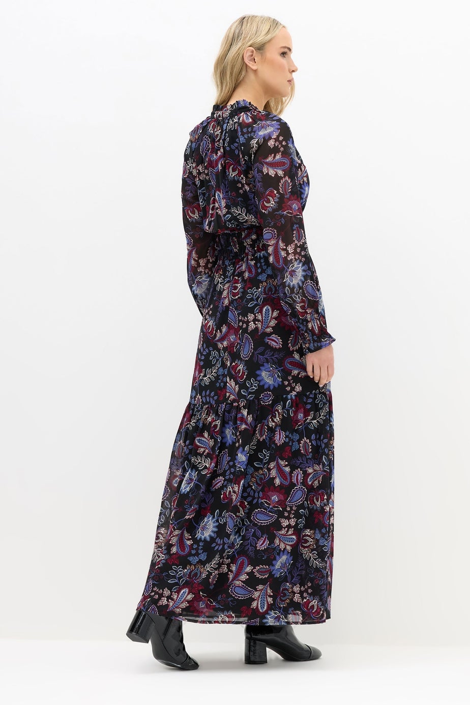 Long Tall Sally Black Paisley Chiffon Maxi Dress
