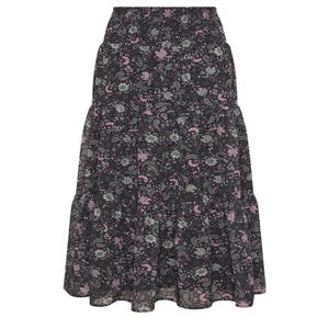 Long Tall Sally Black Chiffon Paisley Tiered Maxi Skirt