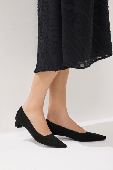 Long Tall Sally Black Pointed Block Court Heel