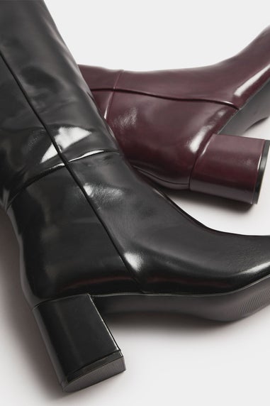 Long Tall Sally Black Patent Knee High Block Boots