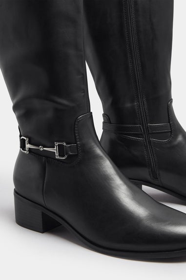 Long Tall Sally Black Metal Trim Knee High Riding Boots