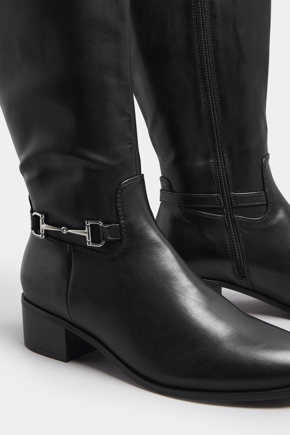 Long Tall Sally Black Metal Trim Knee High Riding Boots
