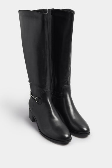 Long Tall Sally Black Metal Trim Knee High Riding Boots