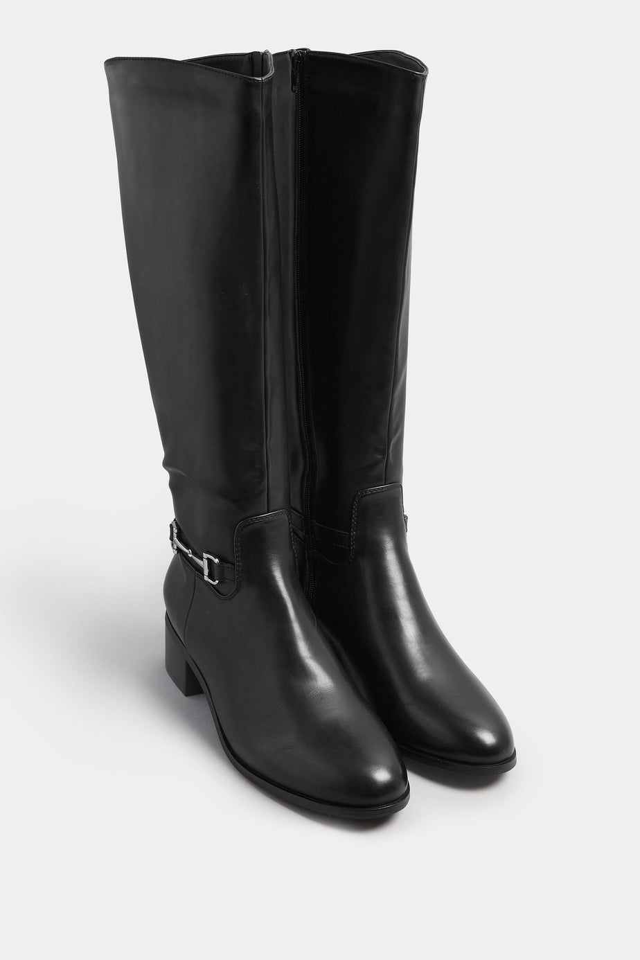 Long Tall Sally Black Metal Trim Knee High Riding Boots