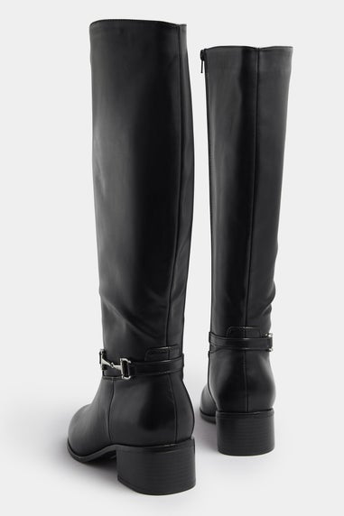 Long Tall Sally Black Metal Trim Knee High Riding Boots