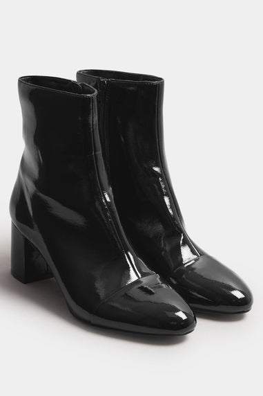 Long Tall Sally Black Patent Block Heel Ankle Boot