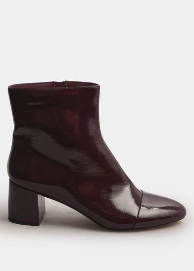 Long Tall Sally Burgundy Red Patent Block Heel Ankle Boot