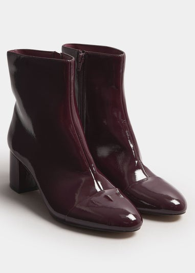 Long Tall Sally Burgundy Red Patent Block Heel Ankle Boot