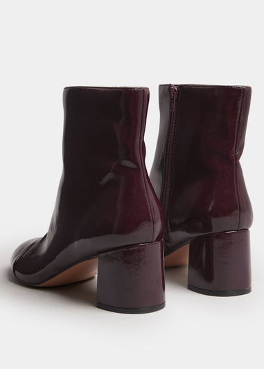 Long Tall Sally Burgundy Red Patent Block Heel Ankle Boot
