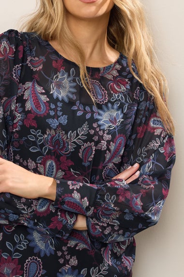 Long Tall Sally Purple Paisley Sheer Blouse