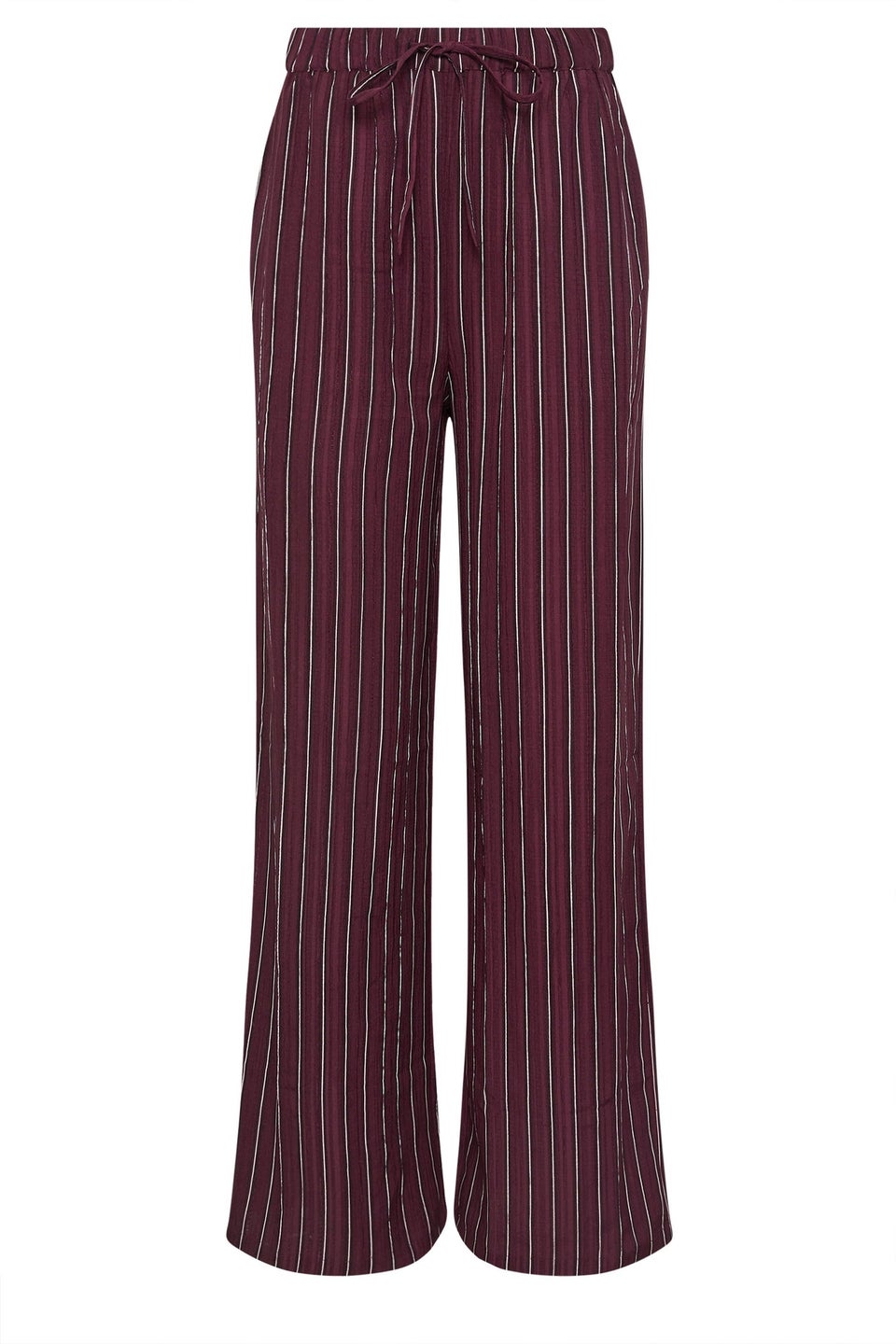 Long Tall Sally Burgundy Red Striped Wide Leg Trousers