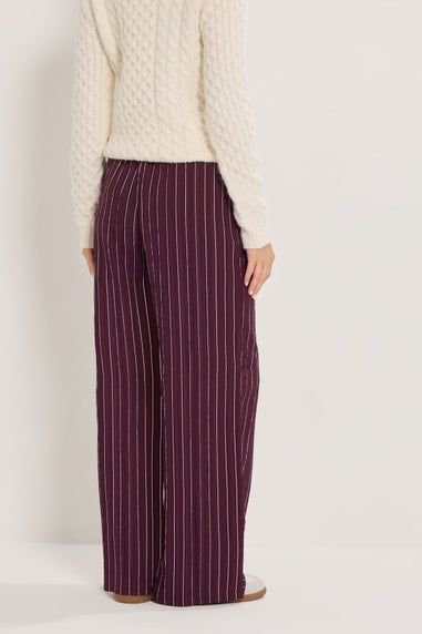Long Tall Sally Burgundy Red Striped Wide Leg Trousers