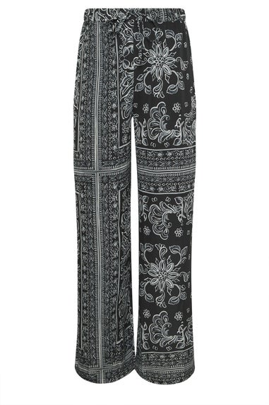 Long Tall Sally Black Paisley Wide Leg Trousers