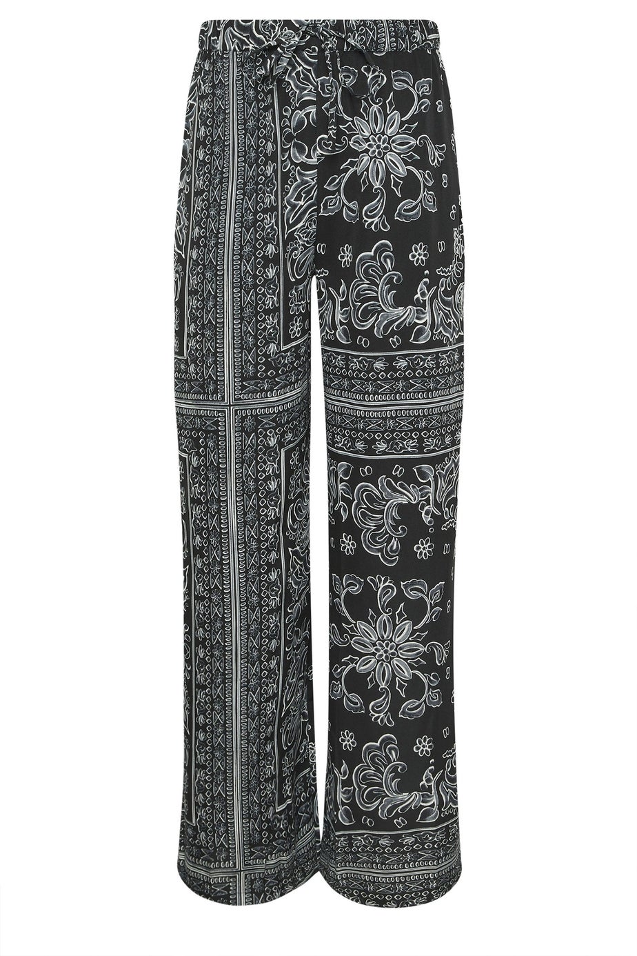 Long Tall Sally Black Paisley Wide Leg Trousers