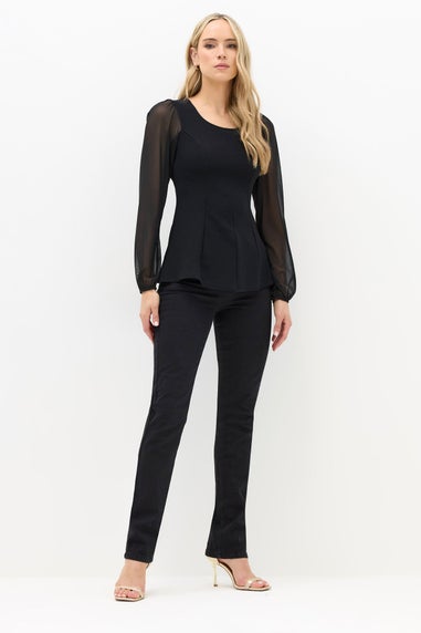 Long Tall Sally Black Corset Body Mesh Blouse