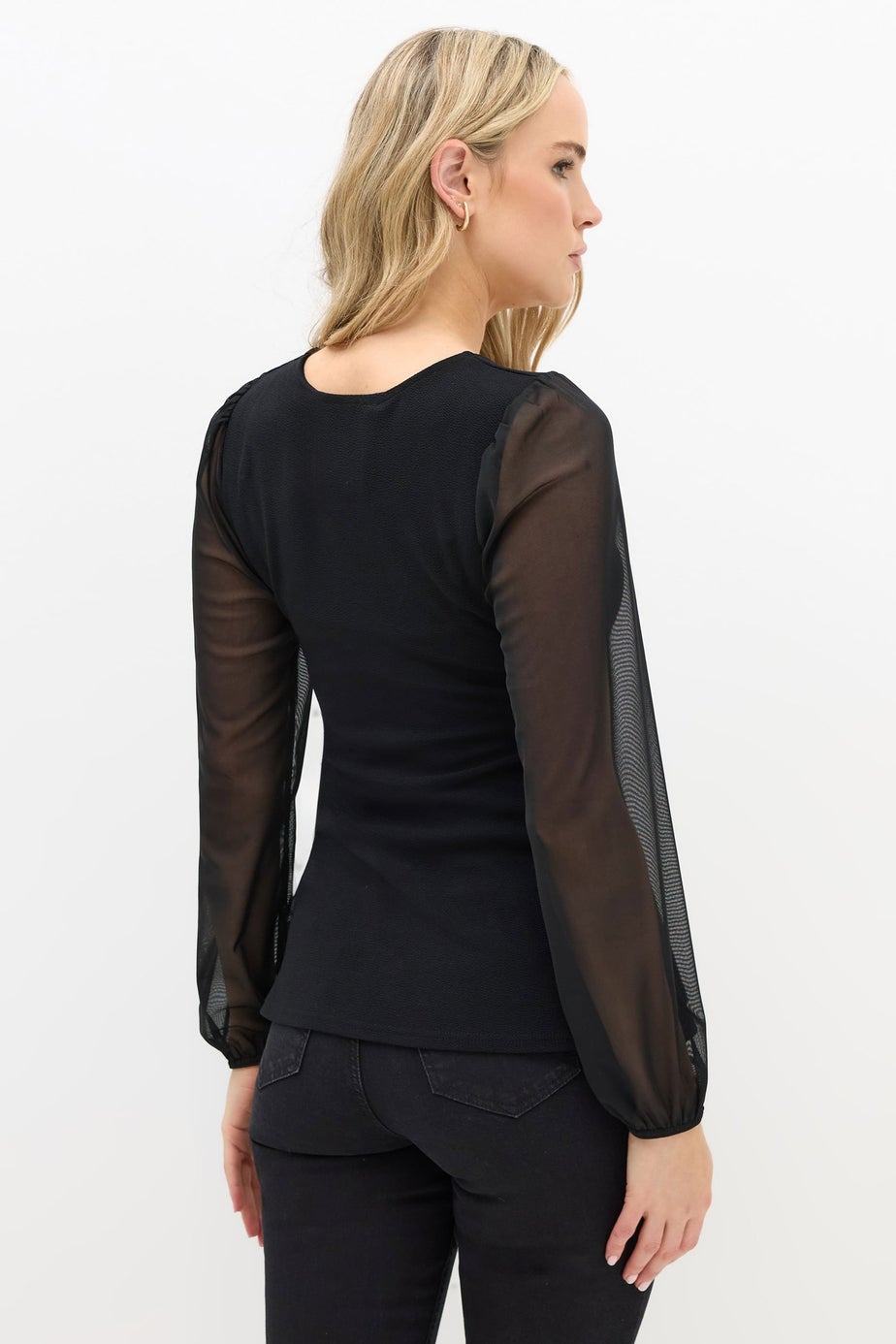 Long Tall Sally Black Corset Body Mesh Blouse