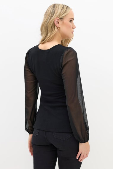 Long Tall Sally Black Corset Body Mesh Blouse