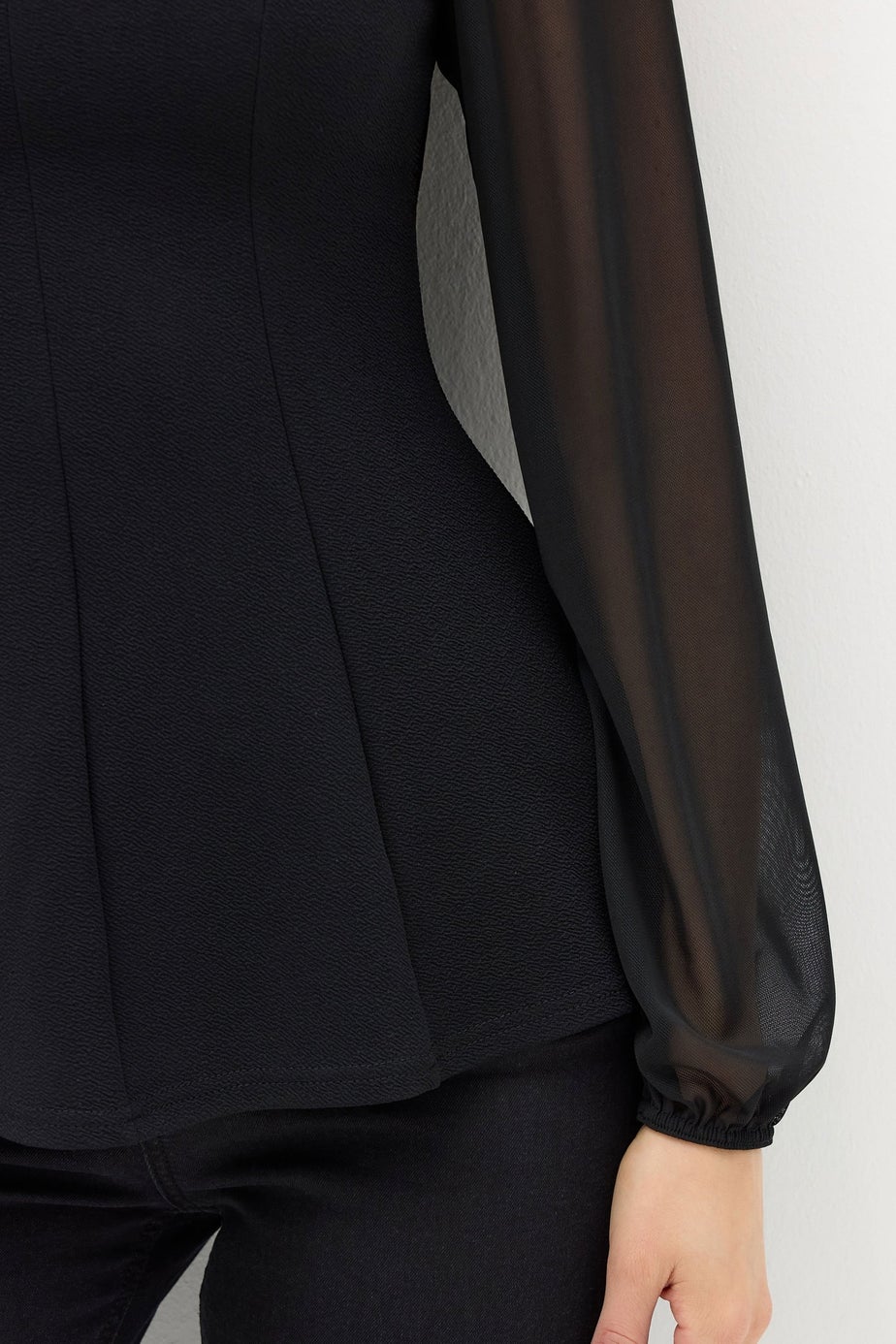 Long Tall Sally Black Corset Body Mesh Blouse