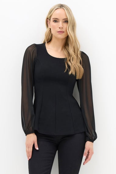 Long Tall Sally Black Corset Body Mesh Blouse