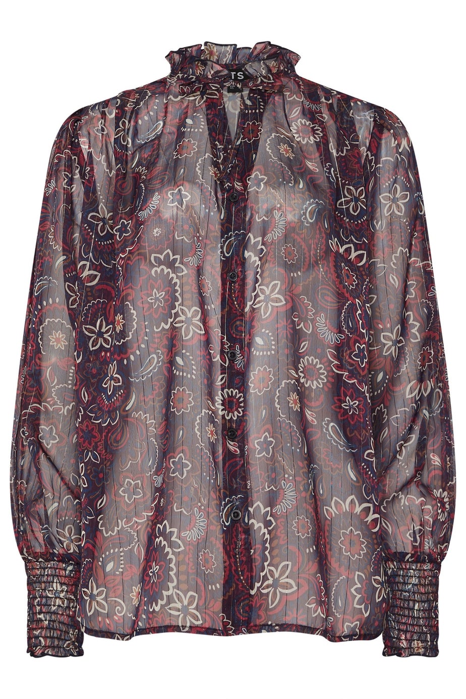 Long Tall Sally Dark Red Paisley Frill Neck Blouse